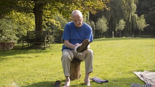 Hot 4K porn - Horny Young Pussy Licks Older Man's Boots for free on TREXPORN.NET