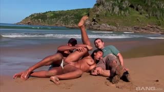 Free 4K porn with Anal Action on the Beach with Brunette Babalu in Threesome only on TREXPORN.NET