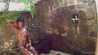 Free 4K porn with Ebony Brunette Valerie Shaves & Showers Outdoor only on TREXPORN.NET