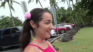 Free 4K porn with Hot brunette Lily Adams gives car blowjob by the beach only on TREXPORN.NET