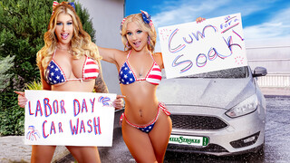Hot 4K porn - Hot Blonde PAWG Gets Double Blowjob in Car Wash for free on TREXPORN.NET